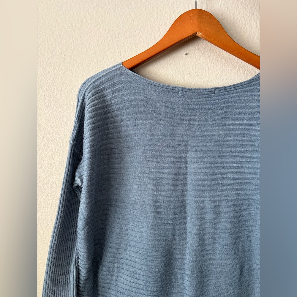 Peruvian Connection 100% Cotton Light Blue Ribbed Knit Sweater Top Women’s Large - Picture 6 of 7